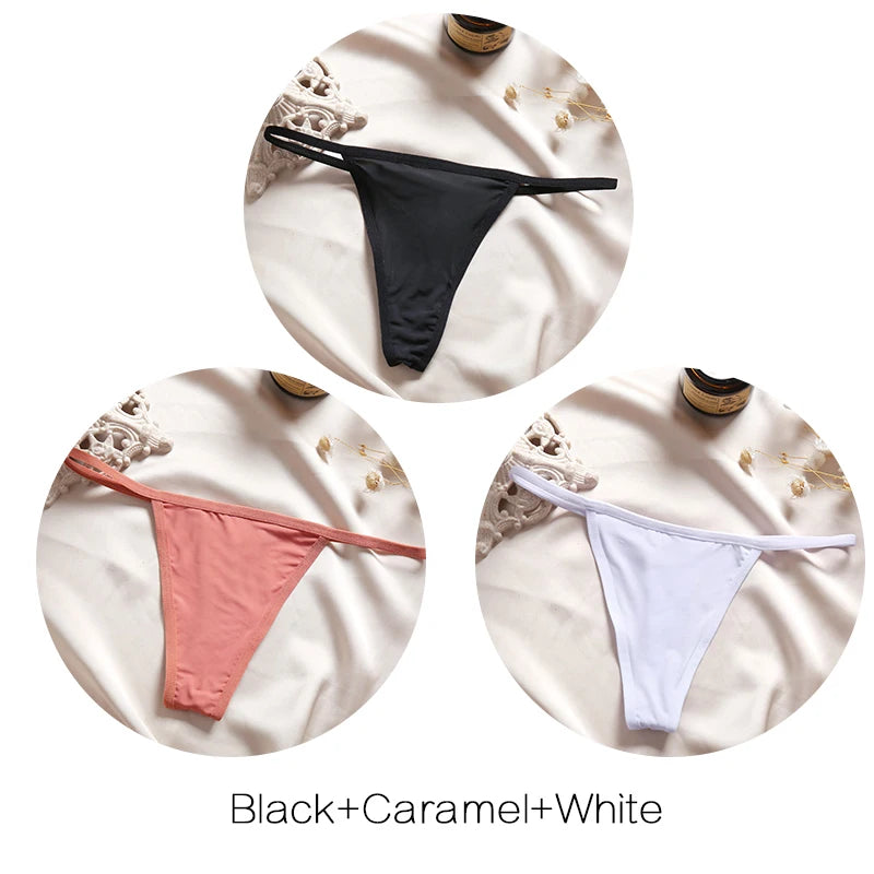 Women's Low-Rise Thong Set - 3 Pack Bikini Panties (M-XL)