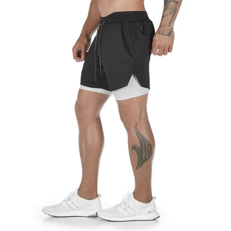 Camo Running Shorts Men 2 In 1 Double-deck Quick Dry GYM Sport Shorts Fitness Jogging Workout Shorts Sports Shorts