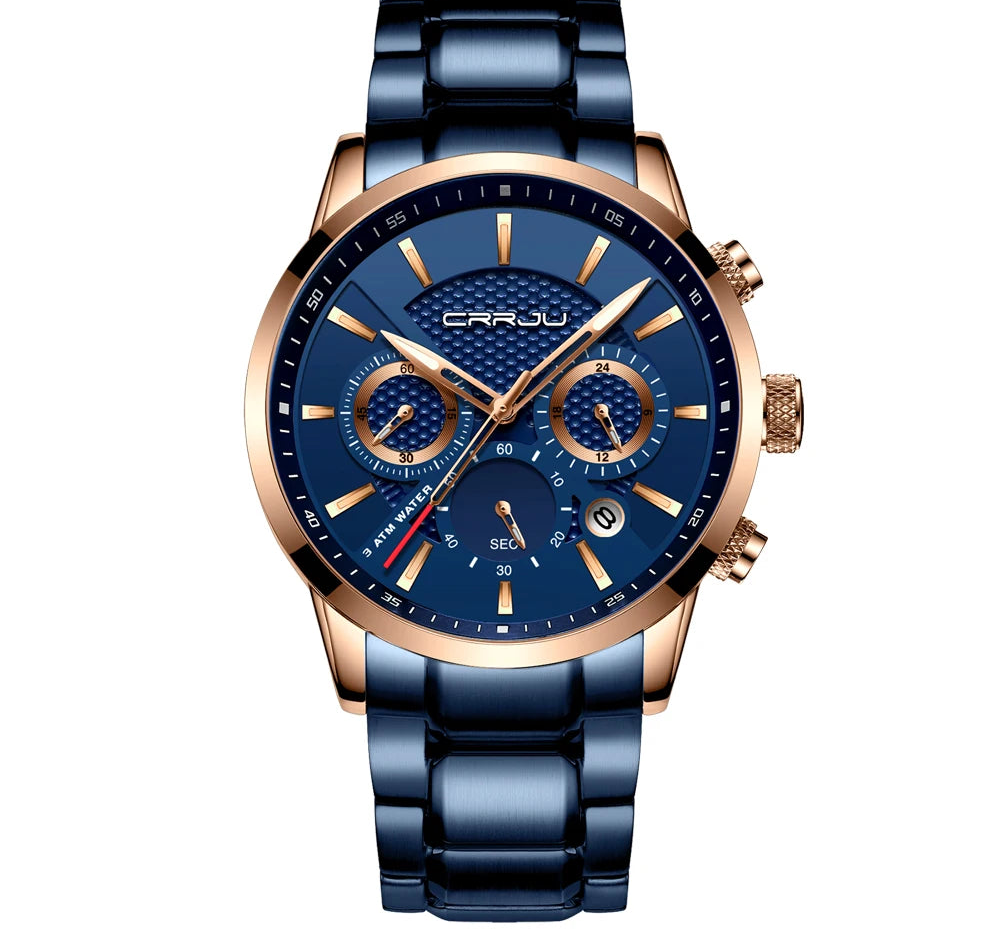 Men's Military Sports Watch - Waterproof Chronograph Gold Stainless Steel