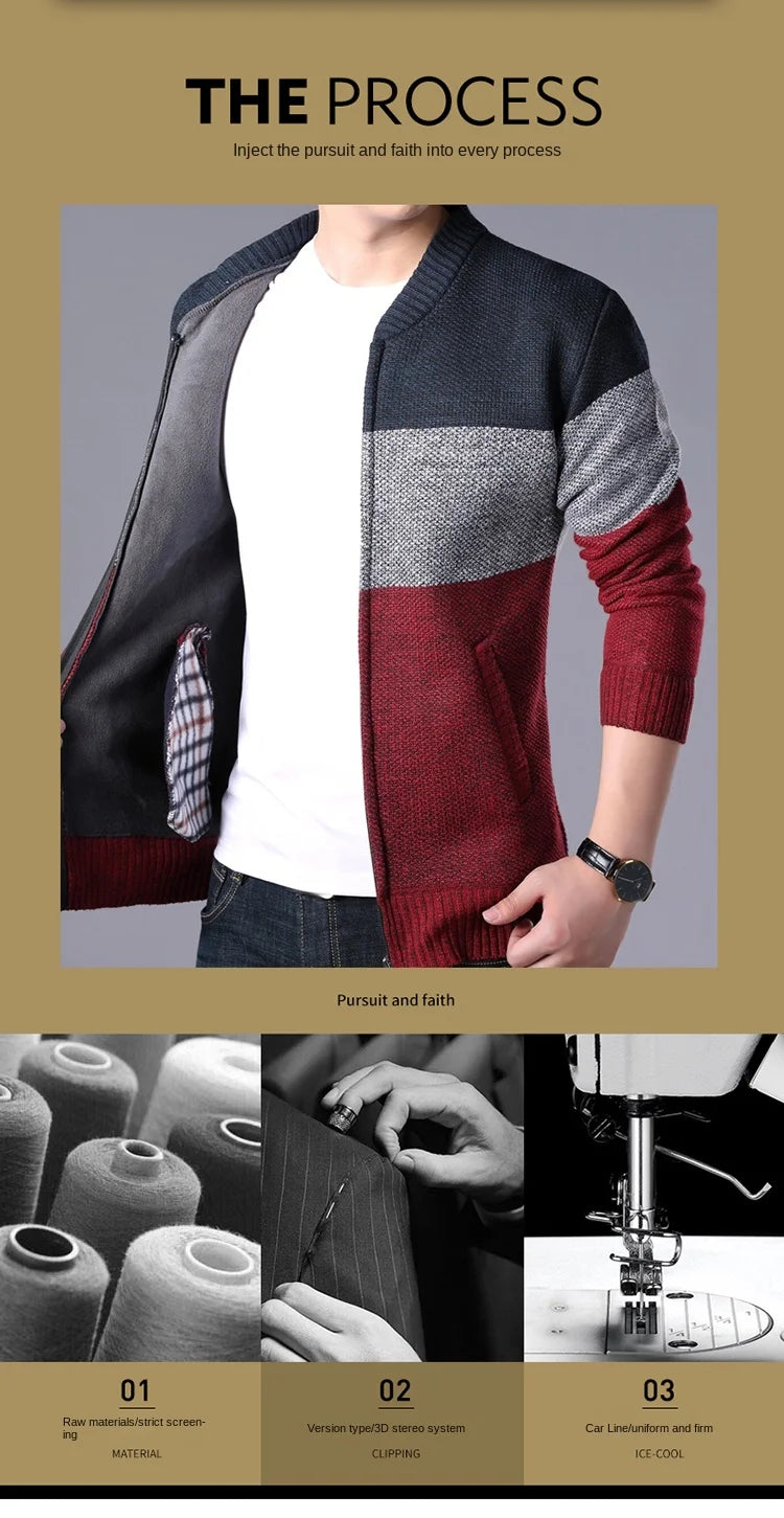 Men's Patchwork Knitted Cardigan Knitwear Sweater