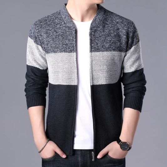 Men's Patchwork Knitted Cardigan Knitwear Sweater