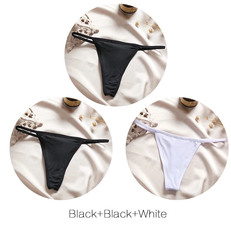 Women's Low-Rise Thong Set - 3 Pack Bikini Panties (M-XL)