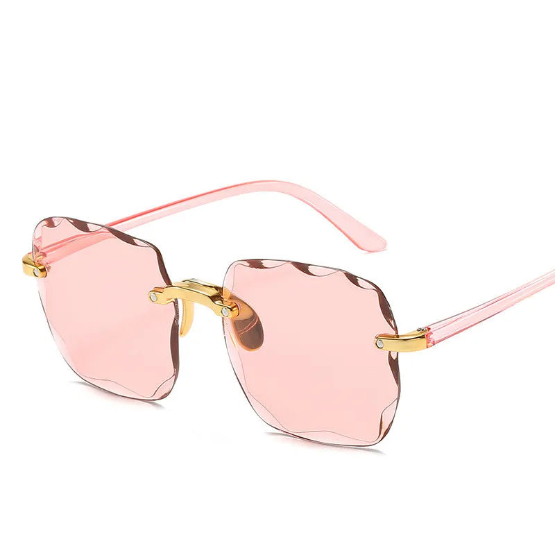 Women's Rimless  Vintage Retro Classic Gradient Sunglasses UV400