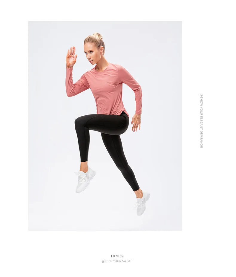 UPF50+ Women's Workout Shirt Loose Long Sleeve Sports Top Breathable Quick Dry Yoga Exercise Fitness Running Shirt