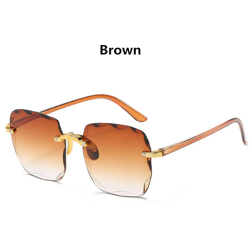 Women's Rimless  Vintage Retro Classic Gradient Sunglasses UV400