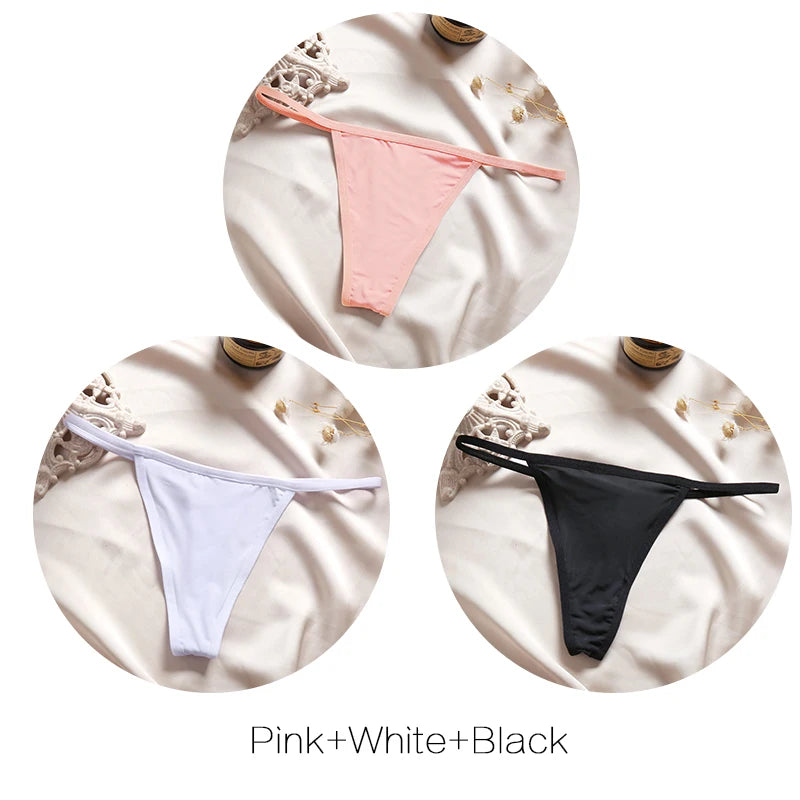 Women's Low-Rise Thong Set - 3 Pack Bikini Panties (M-XL)
