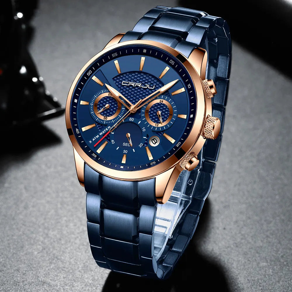 Men's Military Sports Watch - Waterproof Chronograph Gold Stainless Steel