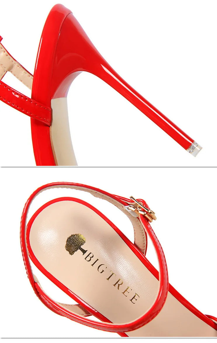 Women's Patent Leather Summer Pointed Toe High Heels