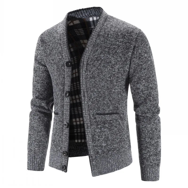 Men's Knitted Cardigan Sweater Coat - Winter Thicker Slim Fit Jacket