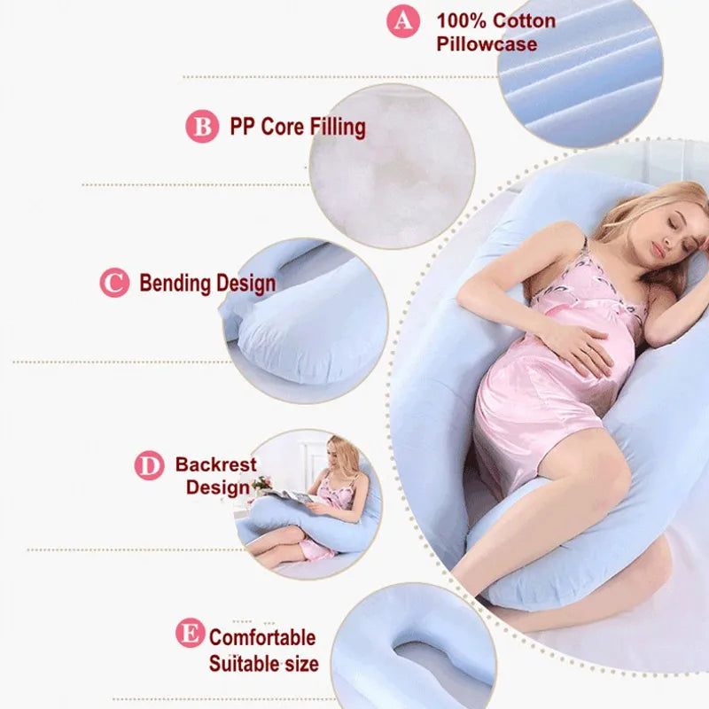 Pregnancy Pillow 130x70cm - Maternity Support Cushion for Sleep & Nursing