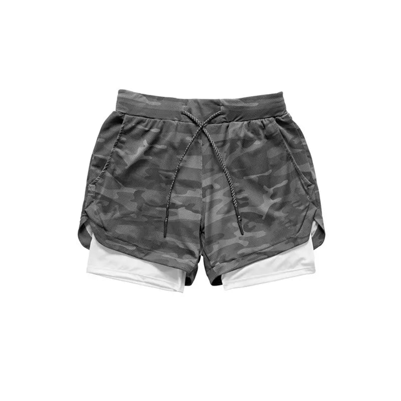 Camo Running Shorts Men 2 In 1 Double-deck Quick Dry GYM Sport Shorts Fitness Jogging Workout Shorts Sports Shorts