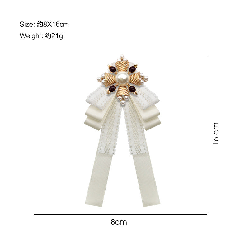 Retro Pearl Bow Brooch