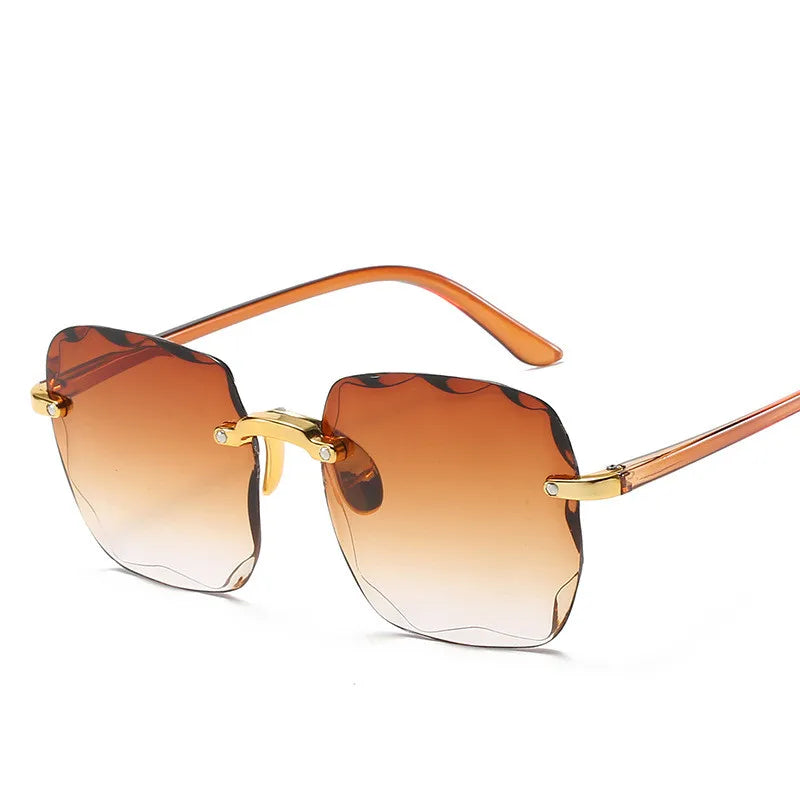 Women's Rimless  Vintage Retro Classic Gradient Sunglasses UV400