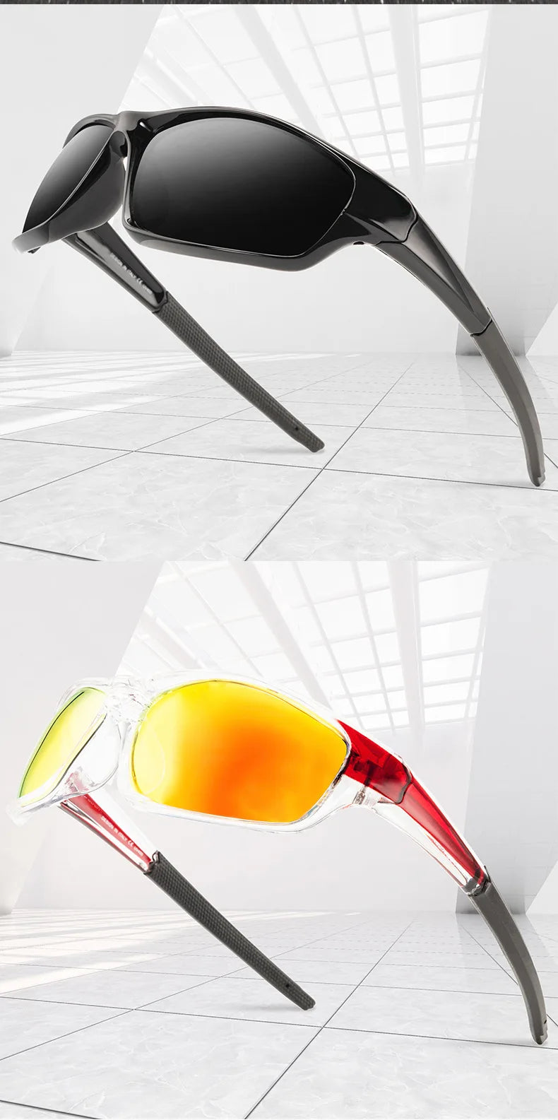 Square Polarized Cycling Sunglasses - Gradient Mirror UV400 for Women & Men