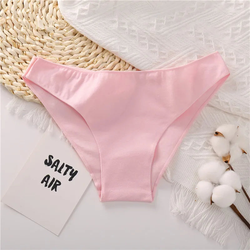 4PCS/Set Women's Cotton Briefs Low Waist Underpants Elasticity Comfortable Underwear Panties Lingerie