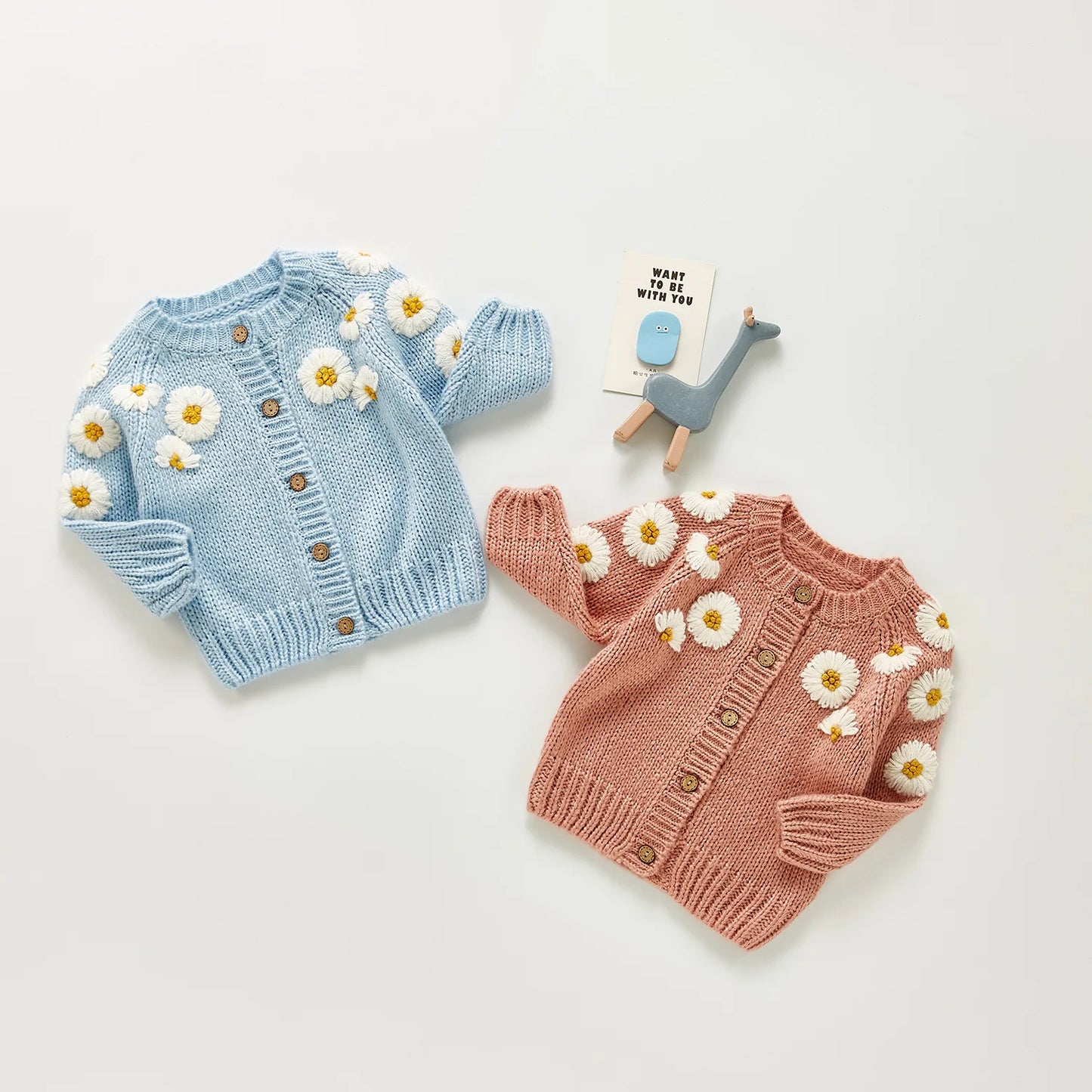 0-24M Baby Girls  Sweater Cardigan - Long Sleeve Single Breasted Flowers Knit Jacket