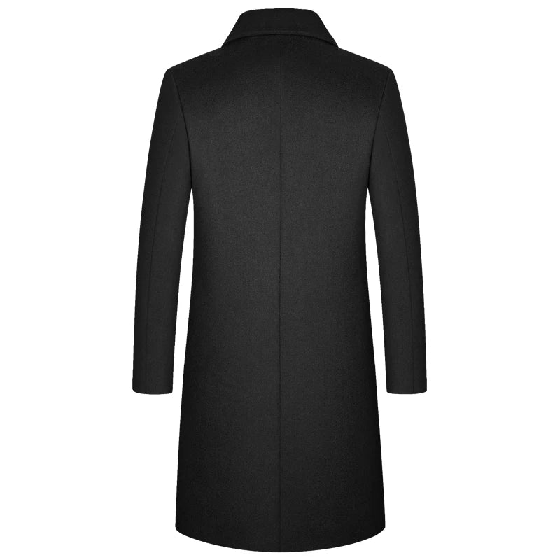 Men's Long Blends Trench Thick Wool Coat Jacket