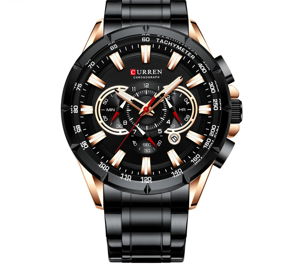Men's Military Sports Watch - Waterproof Chronograph Stainless Steel