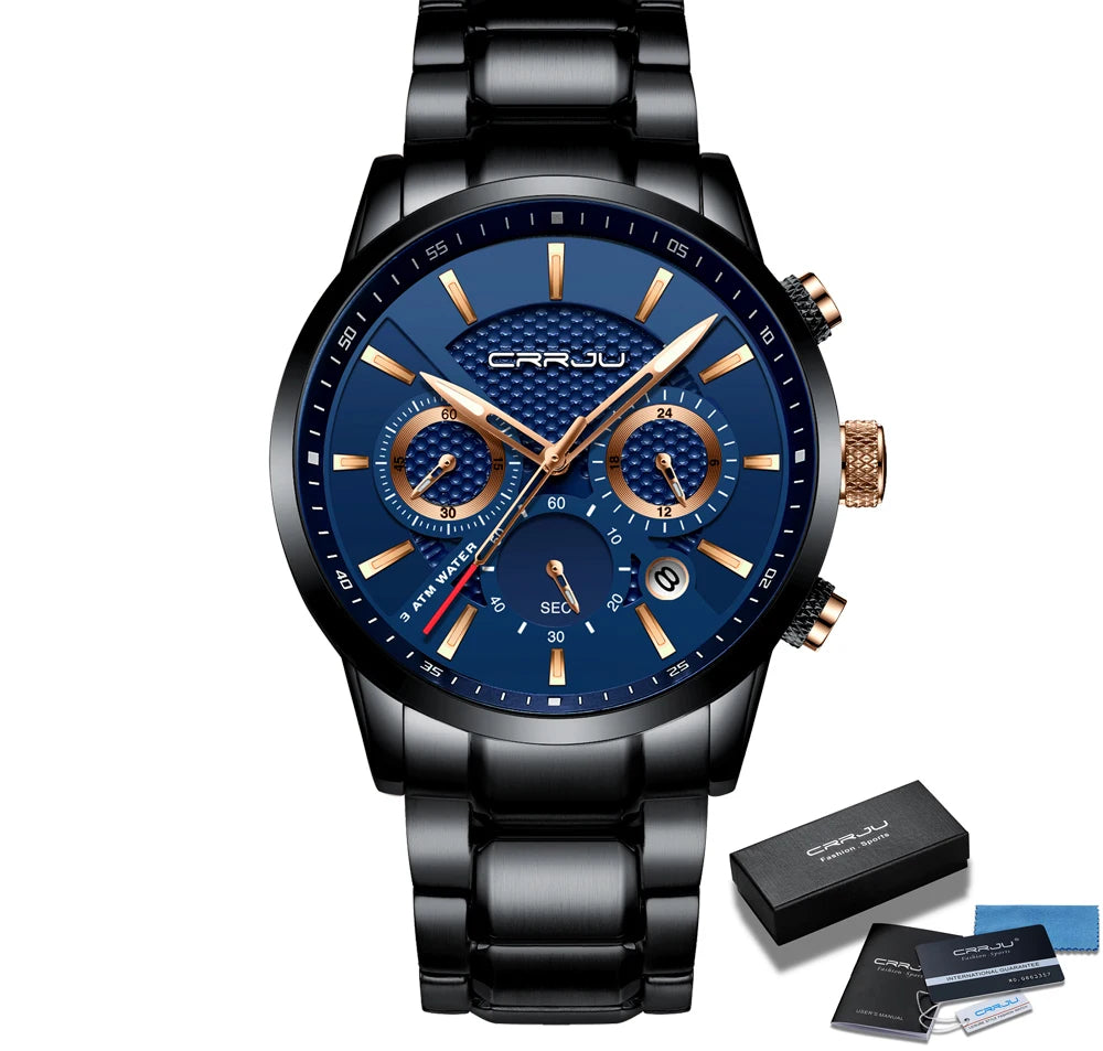 Men's Military Sports Watch - Waterproof Chronograph Gold Stainless Steel
