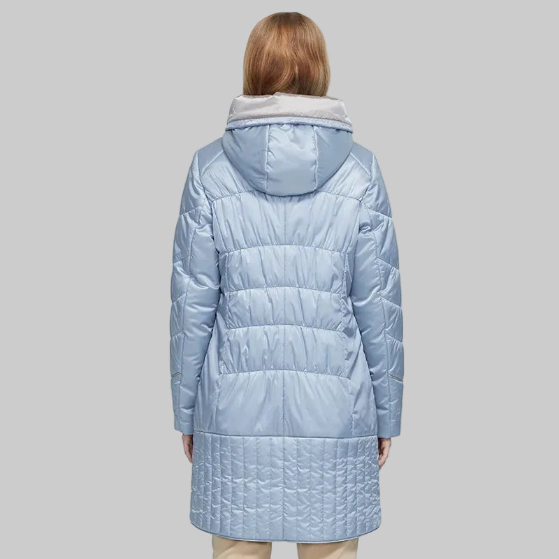Women's Hooded Parka Coat - Long Padded Casual Jacket