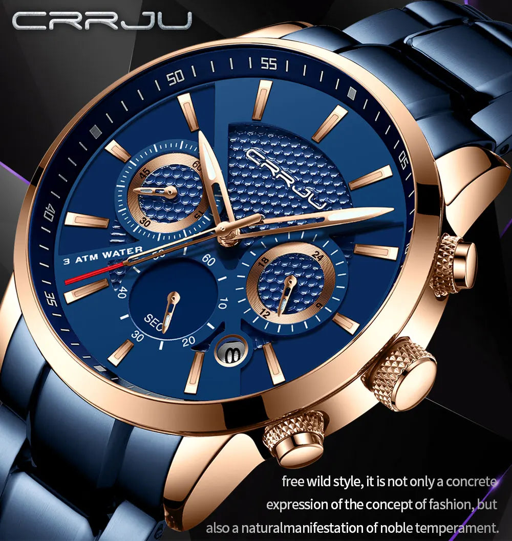 Men's Military Sports Watch - Waterproof Chronograph Gold Stainless Steel