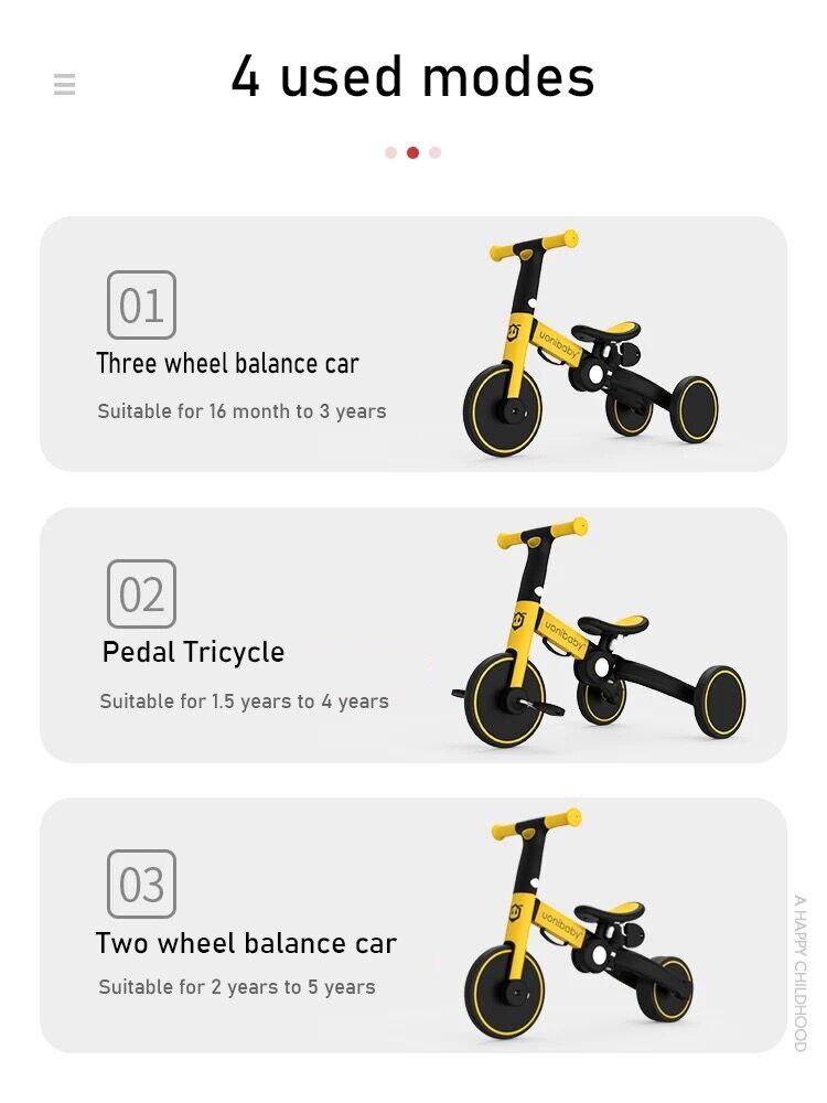 COLU KID®  4  into 1 Children's Bicycle, Tricycle ,Two Wheel Bike, Baby Balance  Stroller for 1-6 Years Old