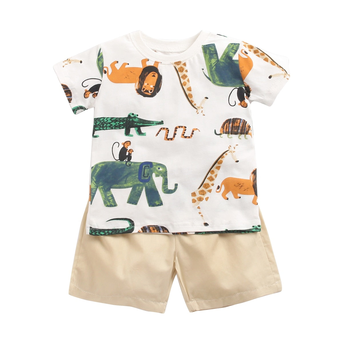 Boy's Cotton Short Sleeve T-Shirt and Shorts 2Pcs Set