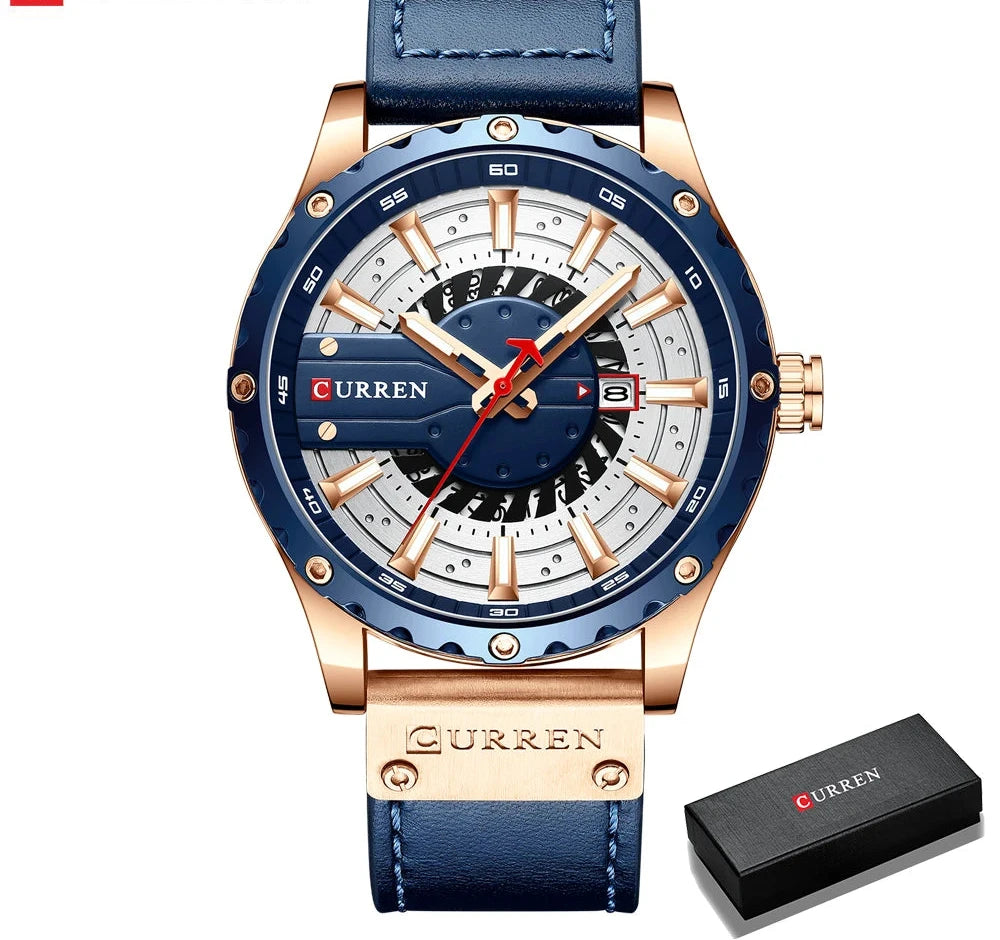 Premium Waterproof Men's Watch with Calendar - Luxury Leather Sport Military Wristwatch