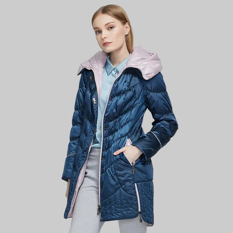 Women's Hooded Parka Coat - Long Padded Casual Jacket