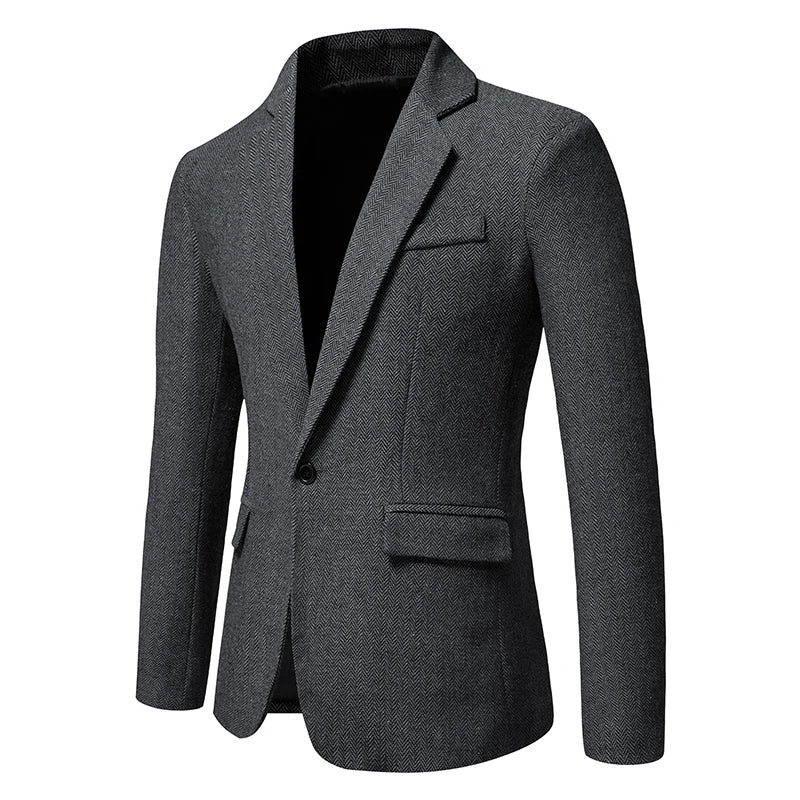 Men Single Button Suit Blazer