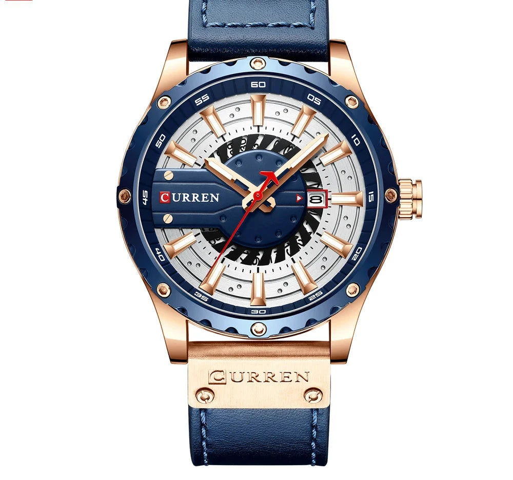 Premium Waterproof Men's Watch with Calendar - Luxury Leather Sport Military Wristwatch