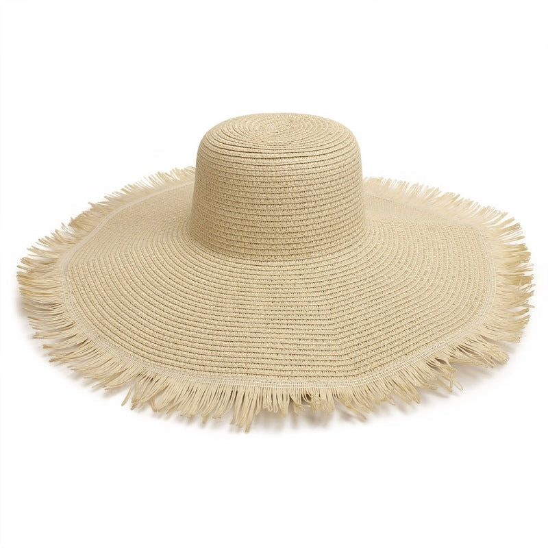 Fur-brimmed Bohemian style Straw Hat