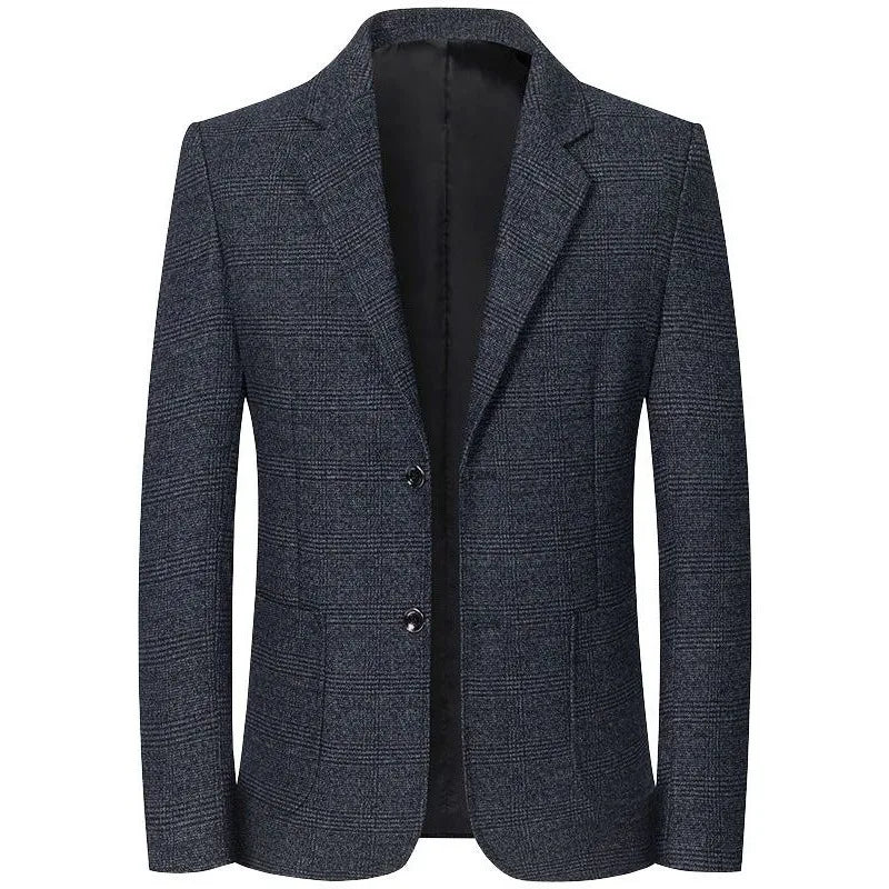 Men's Plaid  Turn Down Collar Blazer