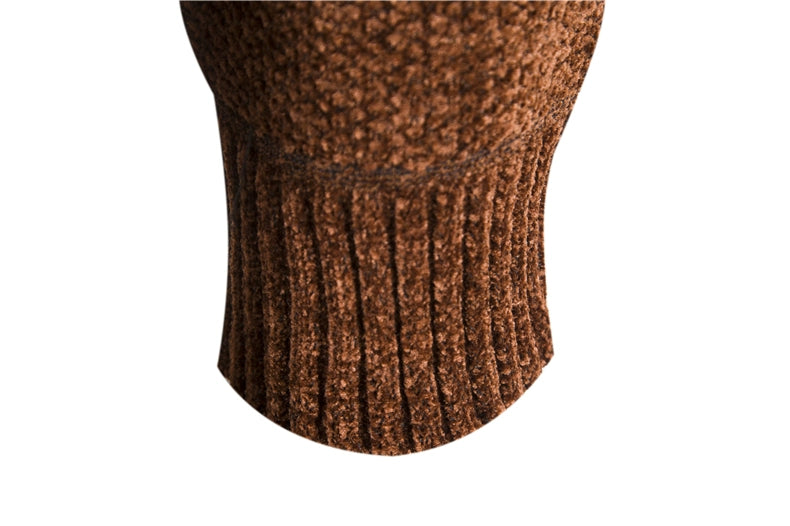 Men's Slim Fit Striped Cardigan - Stand Collar Knitted Sweater Coat