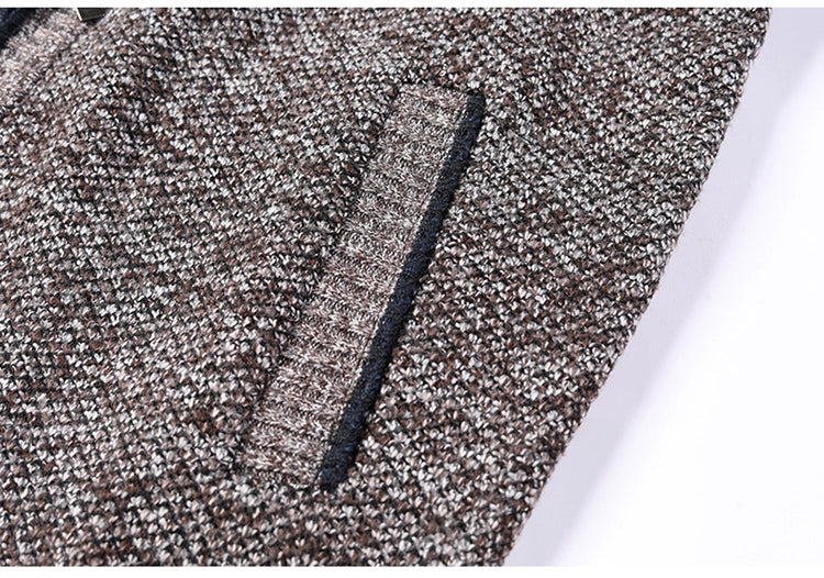 Men's Warm Fleece Cardigan - Thick Knitted Sweater Coat with Zipper