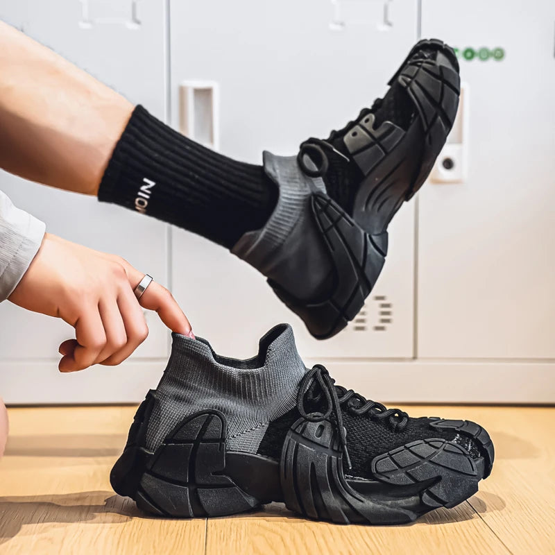 Men's Sports Mesh Sneakers Slip On Comfortable Lace Up Sneakers