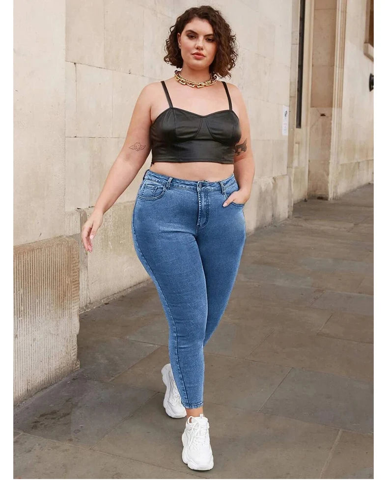 Women's Plus Size High Waist Stretch Denim Jeans