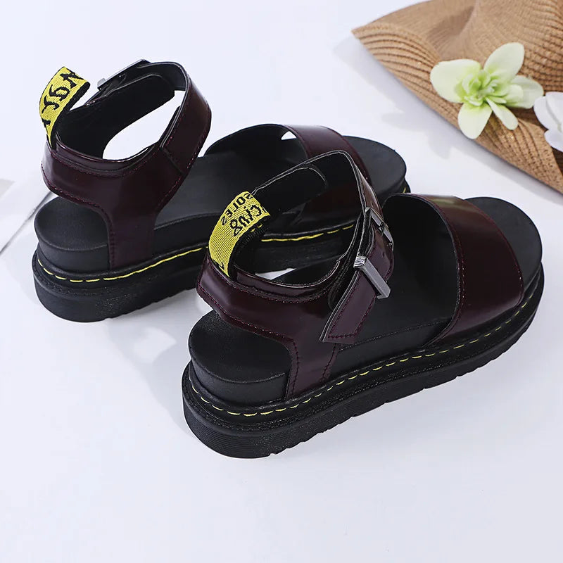 Women's Ankle Strap PU Thick-soled Soft Buckle Sandals