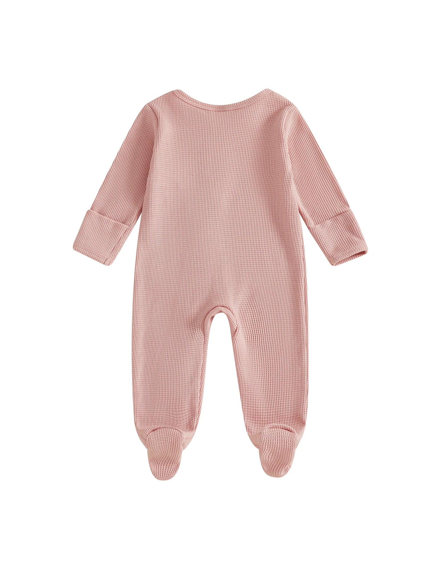 Baby Footed Romper - Long Sleeve Letter Embroidery Jumpsuit (0-12M)