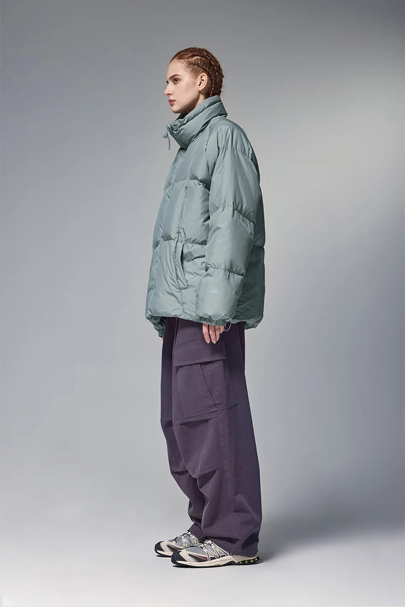 Minimalist Down Jacket Unisex - 90% Down Fill High Collar Winter Outerwear
