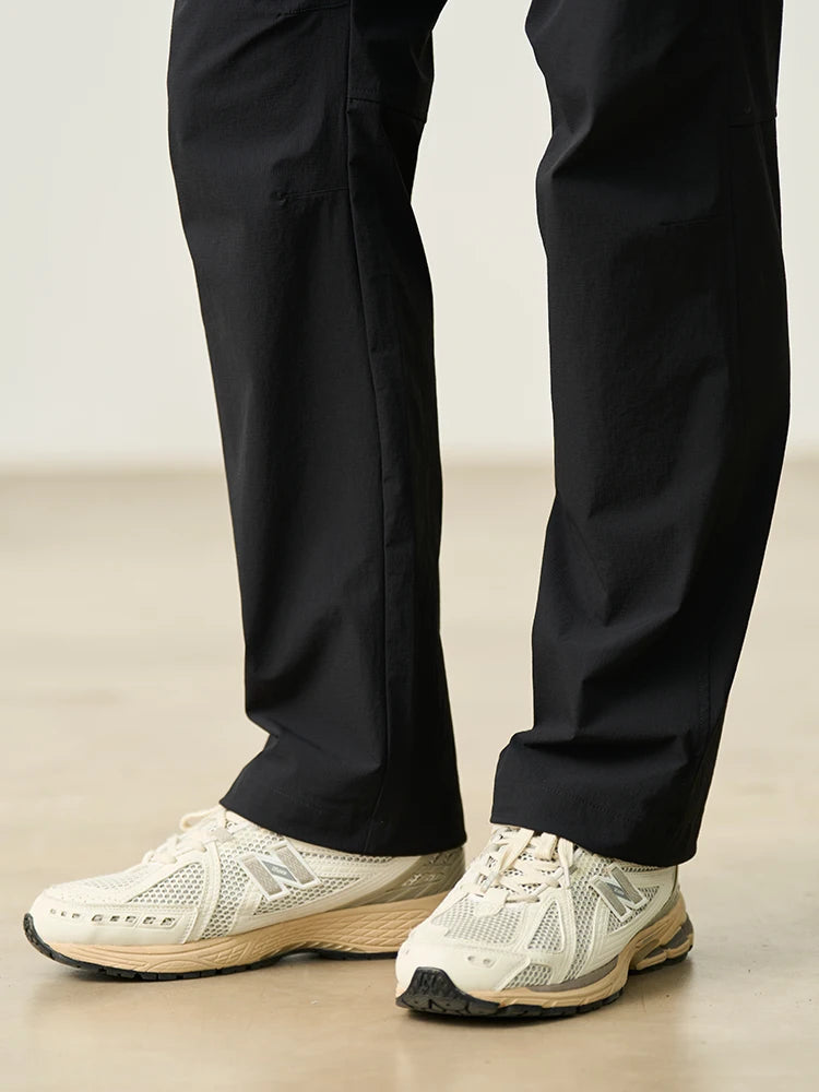 Men's Soft Shell Elastic Nylon Pants - 170gsm Loose Straight Trousers