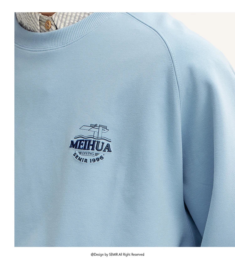 Heavyweight Round Neck Sweatshirt - Premium Solid Color Pullover for Daily Wear
