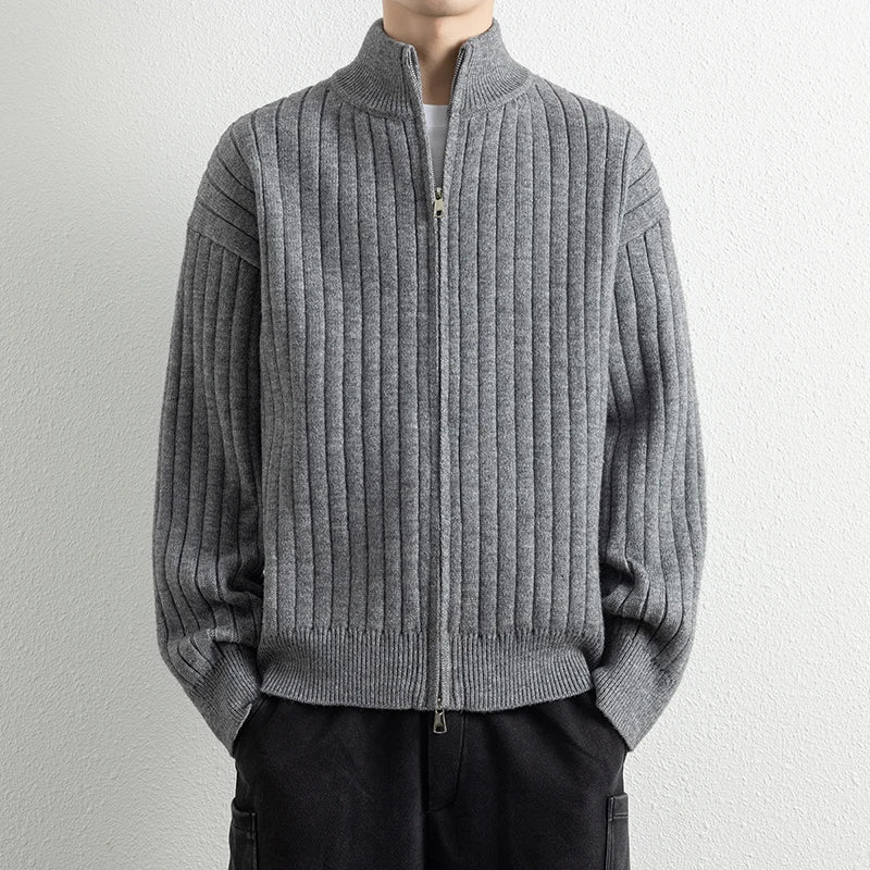 Men's V-Neck Knit Cardigan - Slim Fit Casual Sweater