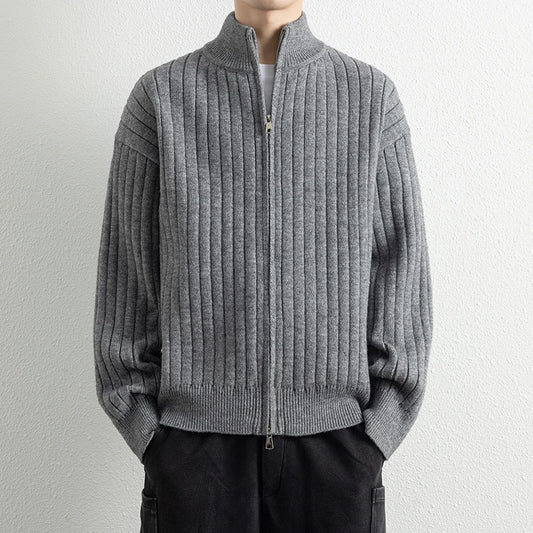 Men's V-Neck Knit Cardigan - Slim Fit Casual Sweater