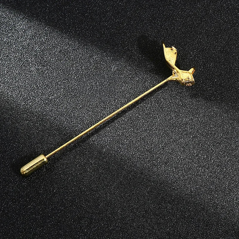 Vintage Metal Leaf Flower Brooch - Gold Tone Lapel Pin for Women & Men