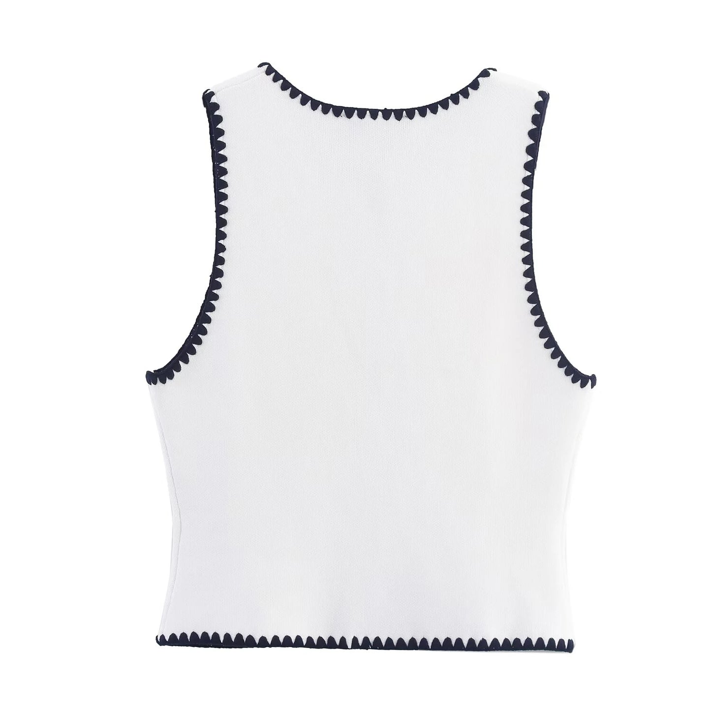 Elegant Contrasting Embroidery Knit Vest