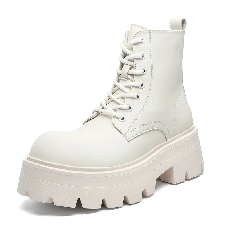 Men’s Platform Lace Up Plush Chunky High Top Ankle Boots