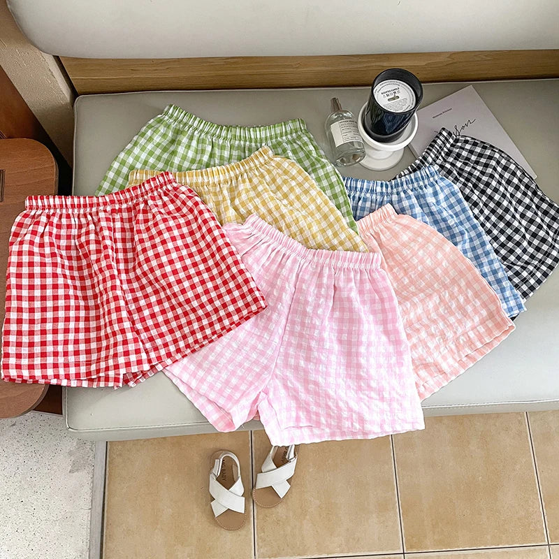 Girls' Boy's Kids Unisex Plaid Shorts 2-7Y