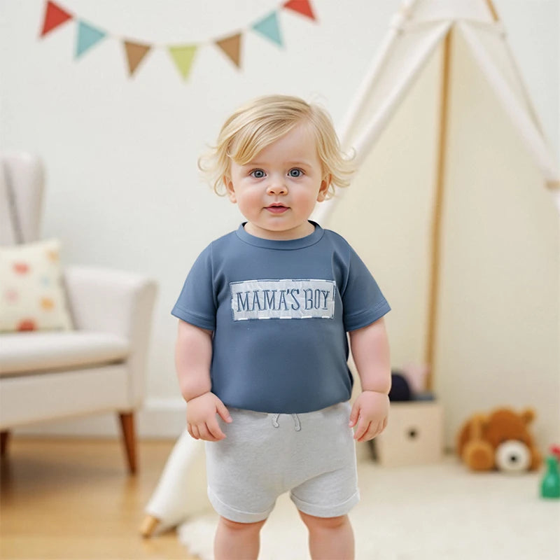 Casual Baby Boys Summer Clothes Set - Letter Embroidery T-Shirt & Shorts