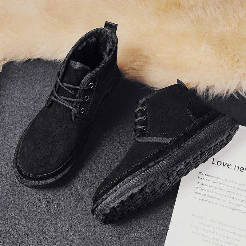Men's Winter Snow Boots - Waterproof Fur-Lined Chelsea Boots